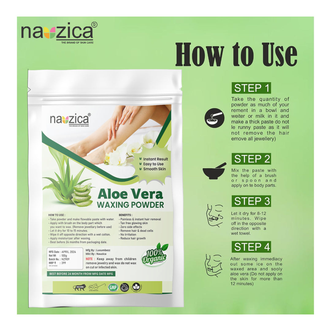 Nauzica Aloe Vera Hair Removal Wax Powder for Women-100gm