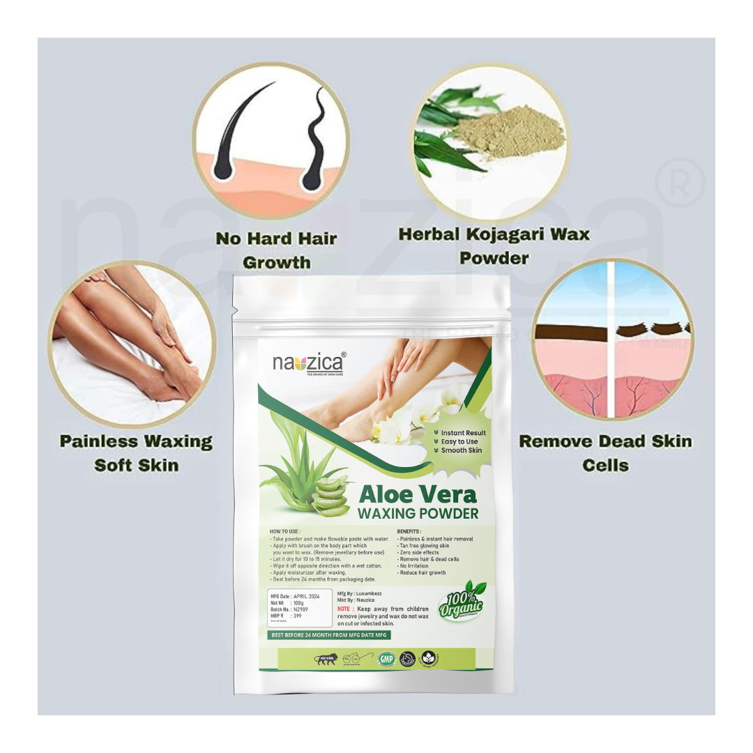 Nauzica Aloe Vera Hair Removal Wax Powder for Women-100gm